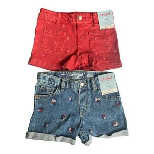 Cat & Jack Girls Shorts Lot 5T NWT Red Star Denim Floral Embroidered Summer